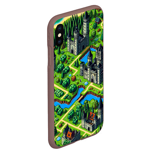 Чехол iPhone XS Max матовый Heroes of Might and Magic - pixel map / 3D-Коричневый – фото 2