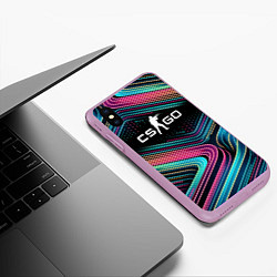 Чехол iPhone XS Max матовый Counter Strike - stripes, цвет: 3D-сиреневый — фото 2