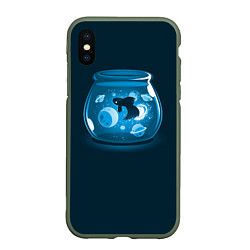 Чехол iPhone XS Max матовый Космический аквариум, цвет: 3D-темно-зеленый