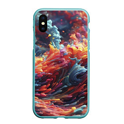 Чехол iPhone XS Max матовый Многоцветный дым, цвет: 3D-мятный