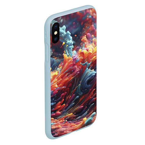 Чехол iPhone XS Max матовый Многоцветный дым / 3D-Голубой – фото 2