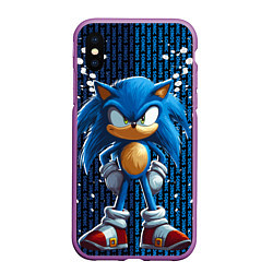 Чехол iPhone XS Max матовый Sonic - splash and logo, цвет: 3D-фиолетовый