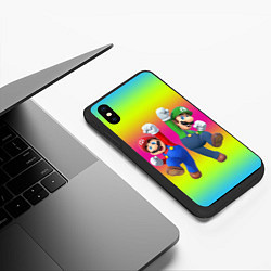 Чехол iPhone XS Max матовый Братья Марио, цвет: 3D-черный — фото 2