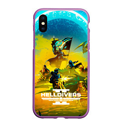 Чехол iPhone XS Max матовый Helldivers 2: Battle, цвет: 3D-фиолетовый