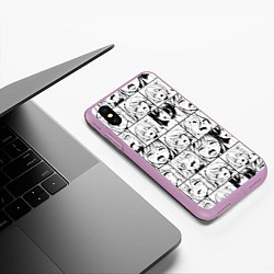 Чехол iPhone XS Max матовый Ahegao pattern, цвет: 3D-сиреневый — фото 2