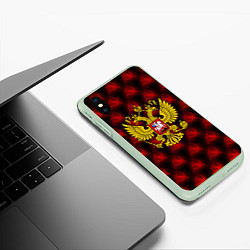 Чехол iPhone XS Max матовый Герб России паттерн ссср, цвет: 3D-салатовый — фото 2