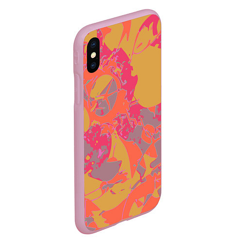 Чехол iPhone XS Max матовый Цветной яркий камуфляж / 3D-Розовый – фото 2