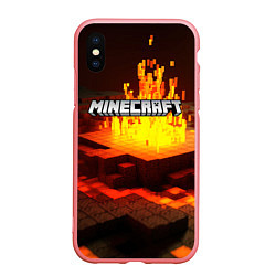 Чехол iPhone XS Max матовый Огненный minecraft