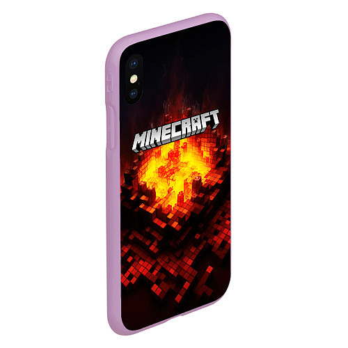 Чехол iPhone XS Max матовый Minecraft огненные кубики / 3D-Сиреневый – фото 2