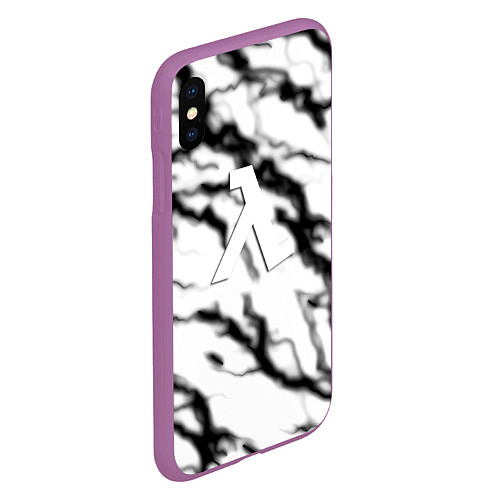 Чехол iPhone XS Max матовый Half life logo молнии / 3D-Фиолетовый – фото 2