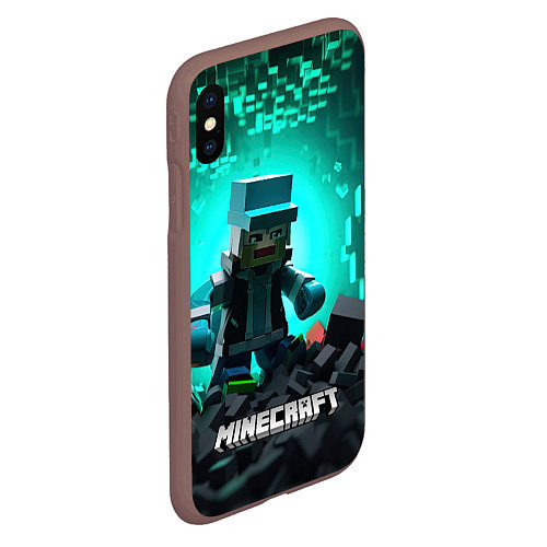 Чехол iPhone XS Max матовый Minecraft квадратный персонаж / 3D-Коричневый – фото 2