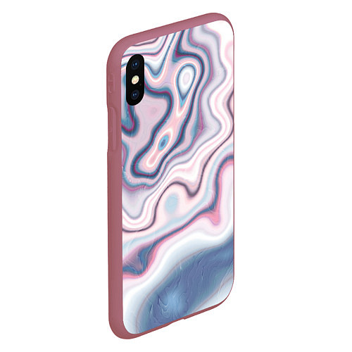 Чехол iPhone XS Max матовый Мраморные разводы / 3D-Малиновый – фото 2