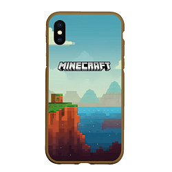 Чехол iPhone XS Max матовый Minecraft logo квадратный мир, цвет: 3D-коричневый
