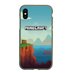 Чехол iPhone XS Max матовый Minecraft logo квадратный мир