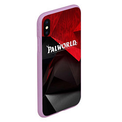 Чехол iPhone XS Max матовый Palworld red black abstract, цвет: 3D-сиреневый — фото 2