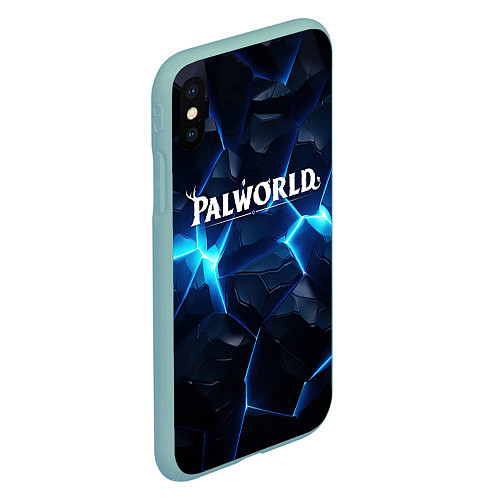 Чехол iPhone XS Max матовый Palworld logo blue ice / 3D-Мятный – фото 2