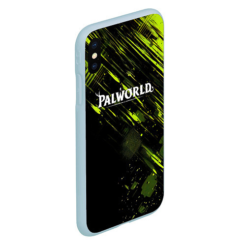 Чехол iPhone XS Max матовый Palworld logo black green / 3D-Голубой – фото 2