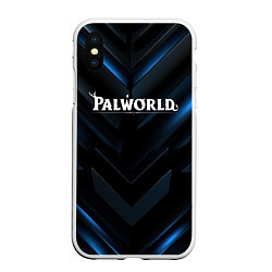 Чехол iPhone XS Max матовый Palworld logo blue neon abstract black, цвет: 3D-белый