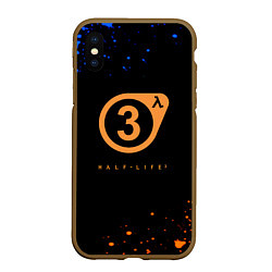 Чехол iPhone XS Max матовый Half life краски текстура брызги, цвет: 3D-коричневый