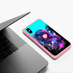 Чехол iPhone XS Max матовый Киберпанк Аниме девушка, цвет: 3D-баблгам — фото 2