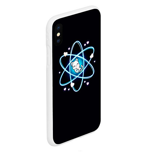 Чехол iPhone XS Max матовый Котик в атоме / 3D-Белый – фото 2