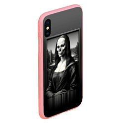 Чехол iPhone XS Max матовый Мона Лиза Black skull, цвет: 3D-баблгам — фото 2