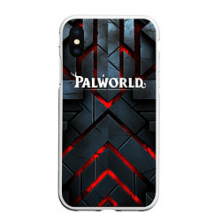 Чехол iPhone XS Max матовый Palworld logo камни и красный свет, цвет: 3D-белый