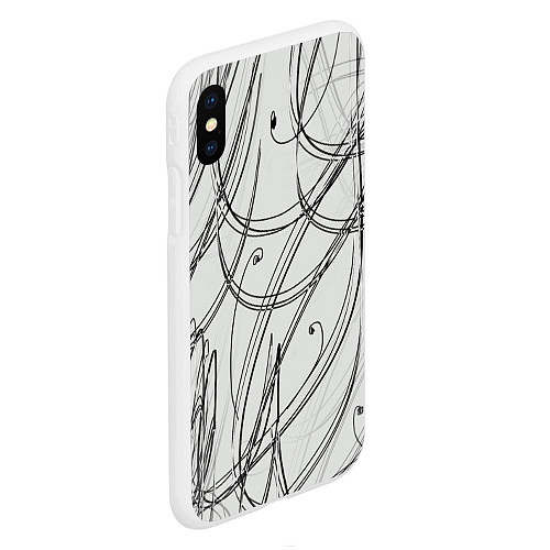 Чехол iPhone XS Max матовый Монохромные завитки / 3D-Белый – фото 2
