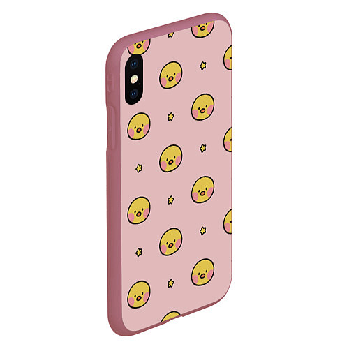 Чехол iPhone XS Max матовый Цыплята parttern / 3D-Малиновый – фото 2