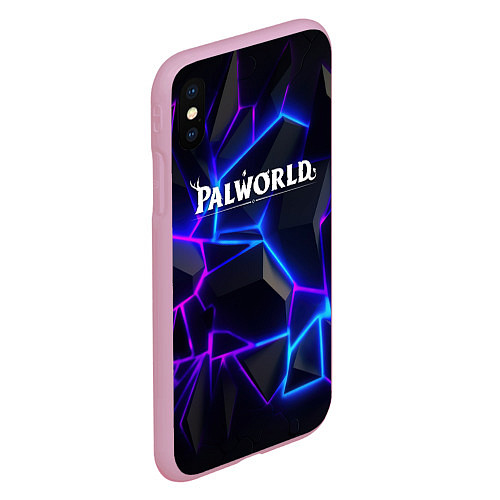 Чехол iPhone XS Max матовый Palworld логотип на ярких неоновых плитах / 3D-Розовый – фото 2