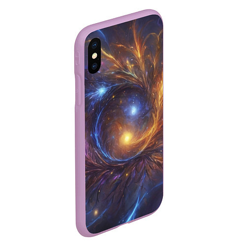 Чехол iPhone XS Max матовый Открытая манипура чакра - космическая / 3D-Сиреневый – фото 2