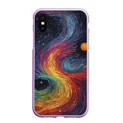 Чехол iPhone XS Max матовый Звездный вихрь абстрактная живопись, цвет: 3D-сиреневый