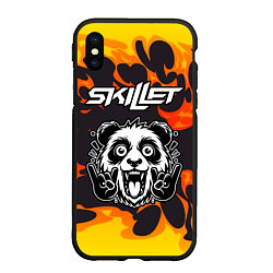 Чехол iPhone XS Max матовый Skillet рок панда и огонь, цвет: 3D-черный