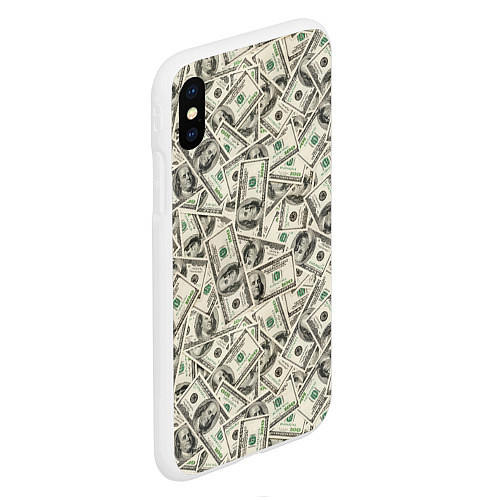 Чехол iPhone XS Max матовый Деньги - 100 долларовые купюры / 3D-Белый – фото 2