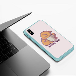 Чехол iPhone XS Max матовый Morning mood - cat, цвет: 3D-мятный — фото 2