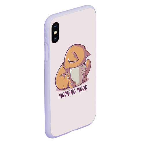 Чехол iPhone XS Max матовый Morning mood - cat / 3D-Светло-сиреневый – фото 2