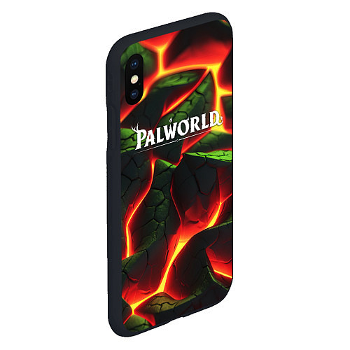 Чехол iPhone XS Max матовый Palworld логотип на зеленой абстракции фон / 3D-Черный – фото 2