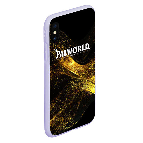 Чехол iPhone XS Max матовый Palworld логотип золотая пыльца / 3D-Светло-сиреневый – фото 2