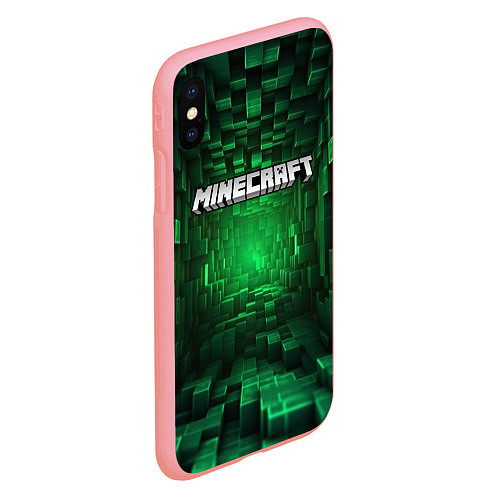 Чехол iPhone XS Max матовый Minecraft logo зеленые плитки / 3D-Баблгам – фото 2
