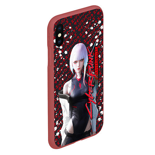 Чехол iPhone XS Max матовый Lucyna Kushinada - Cyberpunk: Edgerunners / 3D-Красный – фото 2