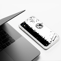 Чехол iPhone XS Max матовый The witcher краски текстура, цвет: 3D-белый — фото 2