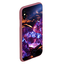 Чехол iPhone XS Max матовый Фиолетовые комические камни, цвет: 3D-малиновый — фото 2