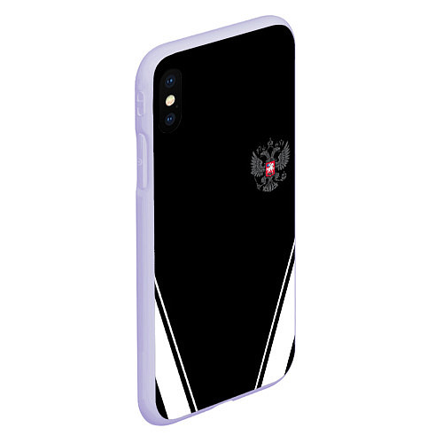 Чехол iPhone XS Max матовый Спортивная геометрия герб рф / 3D-Светло-сиреневый – фото 2