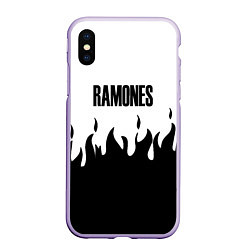 Чехол iPhone XS Max матовый Ramones fire black rock, цвет: 3D-светло-сиреневый