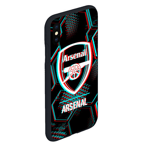 Чехол iPhone XS Max матовый Arsenal FC в стиле glitch на темном фоне / 3D-Черный – фото 2