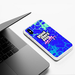 Чехол iPhone XS Max матовый GTA вайсити неоновая текстура, цвет: 3D-белый — фото 2