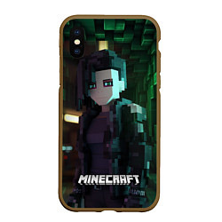 Чехол iPhone XS Max матовый Minecraft matrix, цвет: 3D-коричневый