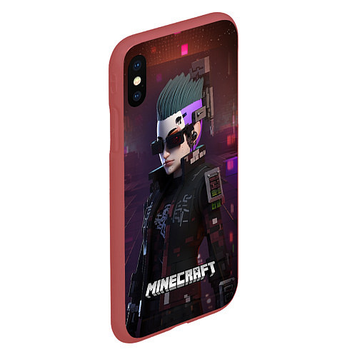 Чехол iPhone XS Max матовый Minecraft matrix woman / 3D-Красный – фото 2