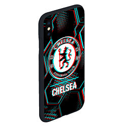Чехол iPhone XS Max матовый Chelsea FC в стиле glitch на темном фоне, цвет: 3D-черный — фото 2