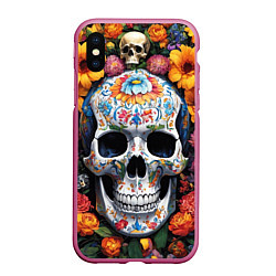 Чехол iPhone XS Max матовый Bright colors and a skull